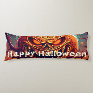 Sinister Jack-o-Lantern Bats Halloween Art Body Cushion