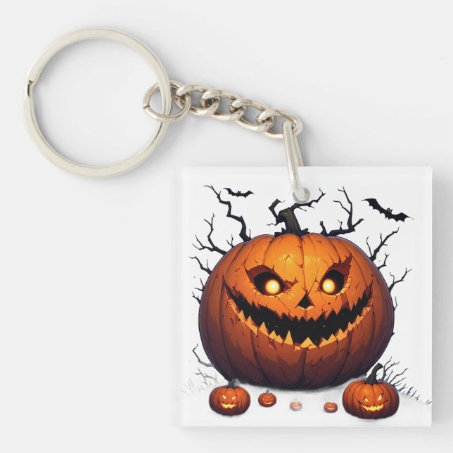 Sinister Jack O Lantern Pumpkin Halloween Night 🎃 Key Ring (Front)