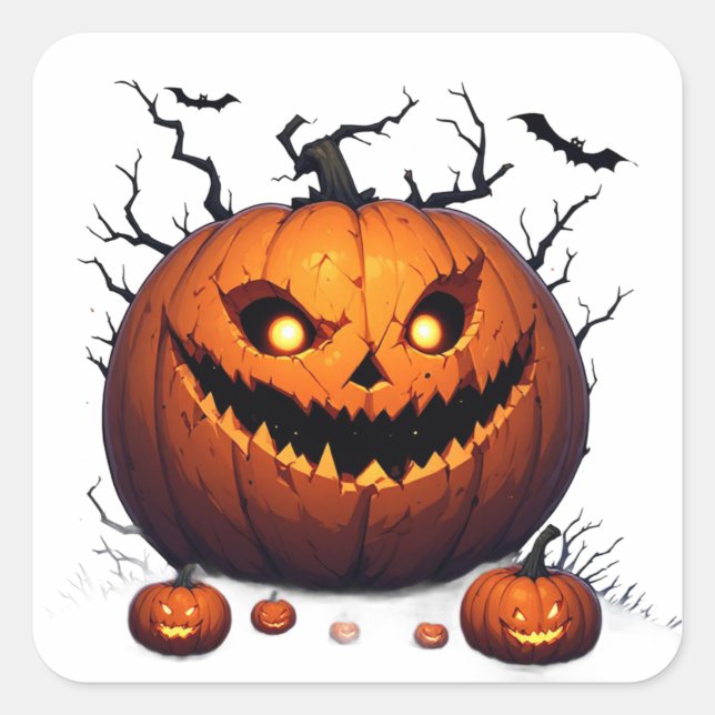 Sinister Jack O Lantern Pumpkin Halloween Night 🎃 Square Sticker (Front)