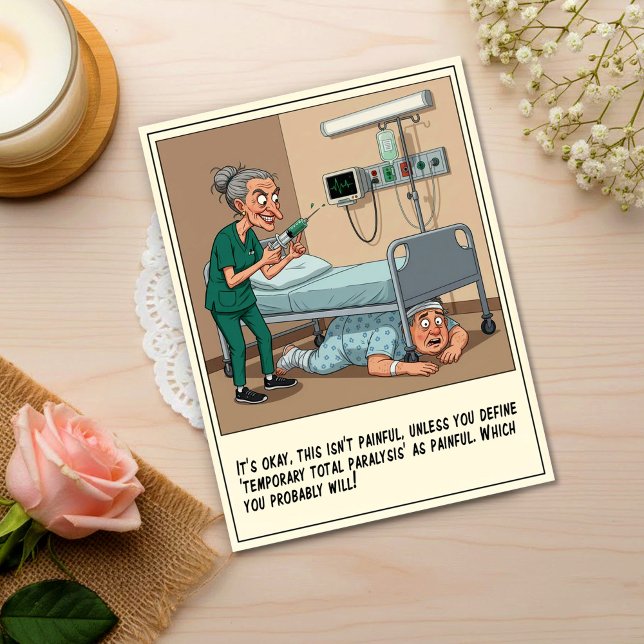 Sinister Nurse Hunts Patient Under Bed Get Well Postcard (Creator Uploaded)