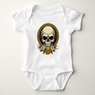 Sinister Skull: A Haunting Fusion Baby Bodysuit