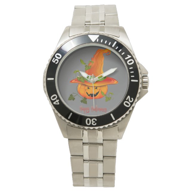 Sinister Style: Halloween Stainless Steel Bracelet Watch (Front)