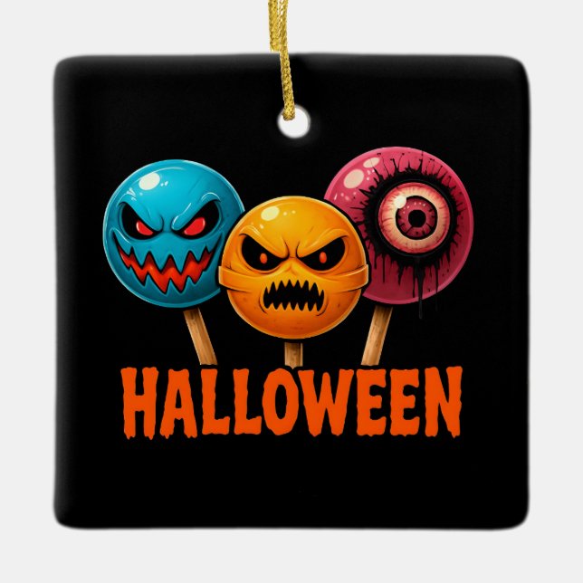 Sinister Sweets Halloween Ceramic Ornament (Front)