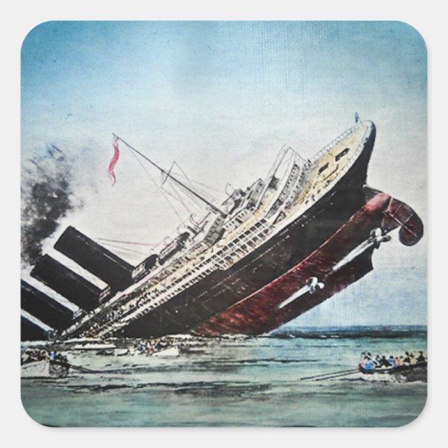 Sinking of the Titanic Magic Lantern Slide Square Sticker (Front)