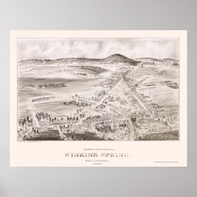 Sinking Spring, PA Panoramic Map - 1898 Poster (Front)