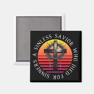 Sinless Saviour, Christian Cross Magnet