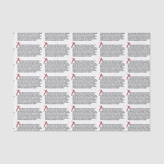 Sinners Prayer  Tissue Paper (Front)