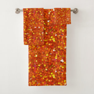 Sinopia Orange Glitter Bath Towel Set