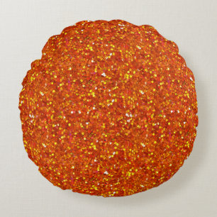 Sinopia Orange Glitter Round Cushion