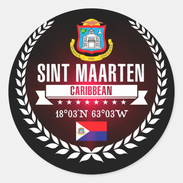 Sint Maarten Classic Round Sticker (Front)
