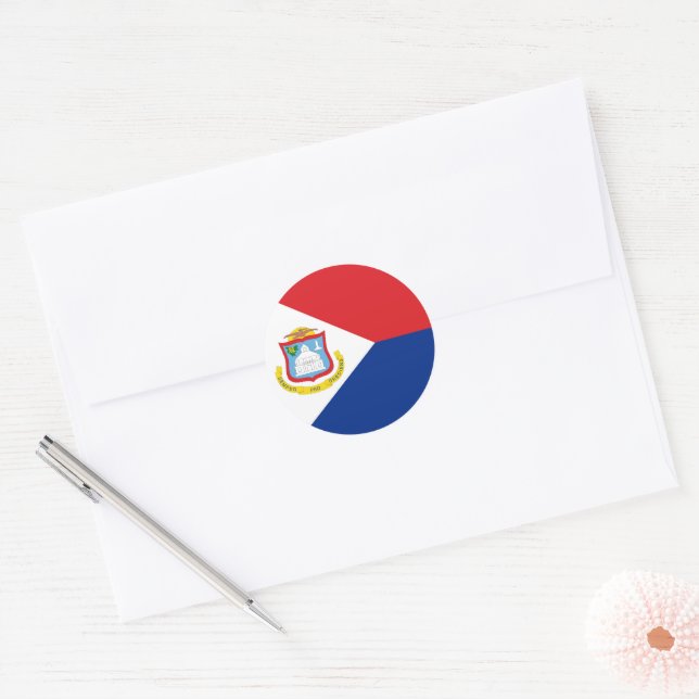 Sint Maarten flag Classic Round Sticker (Envelope)