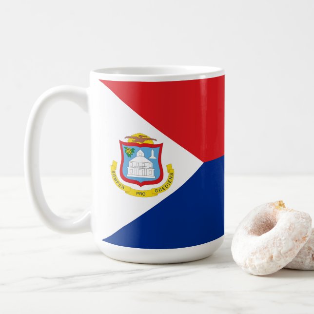 Sint Maarten flag Coffee Mug (With Donut)