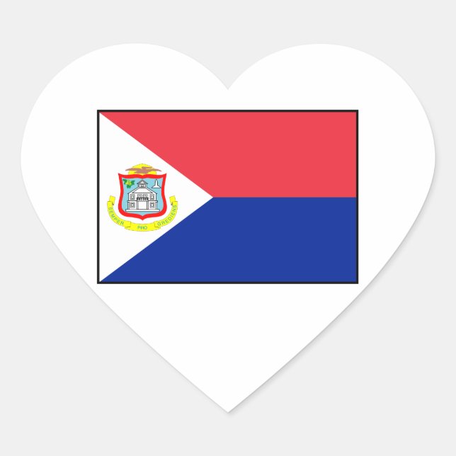 Sint Maarten Flag Heart Sticker (Front)