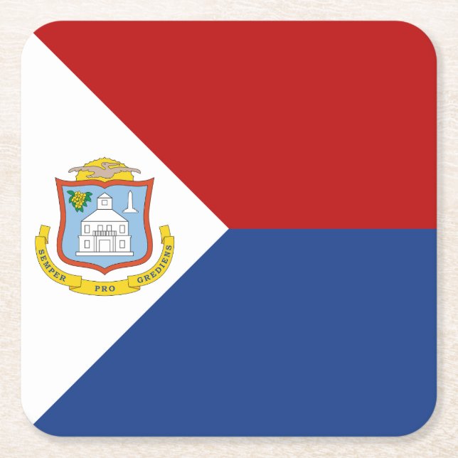 Sint Maarten Flag Square Paper Coaster (Front)