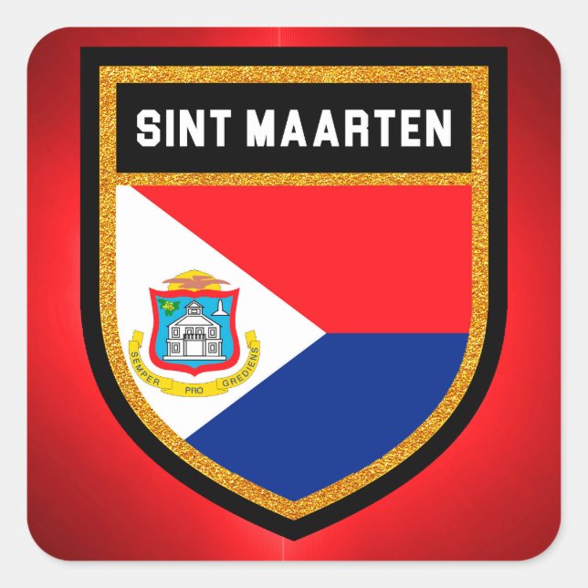Sint Maarten Flag Square Sticker (Front)