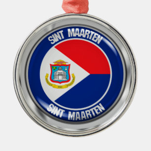 Sint Maarten Round Emblem Metal Ornament