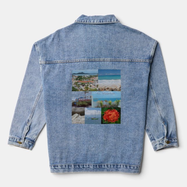 Sint Maarten-Saint Maarten Photo Collage Baby Denim Jacket (Back)