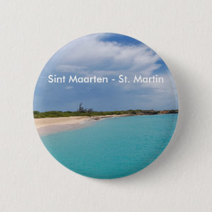 Sint Maarten - St. Martin Beach Scene 6 Cm Round Badge