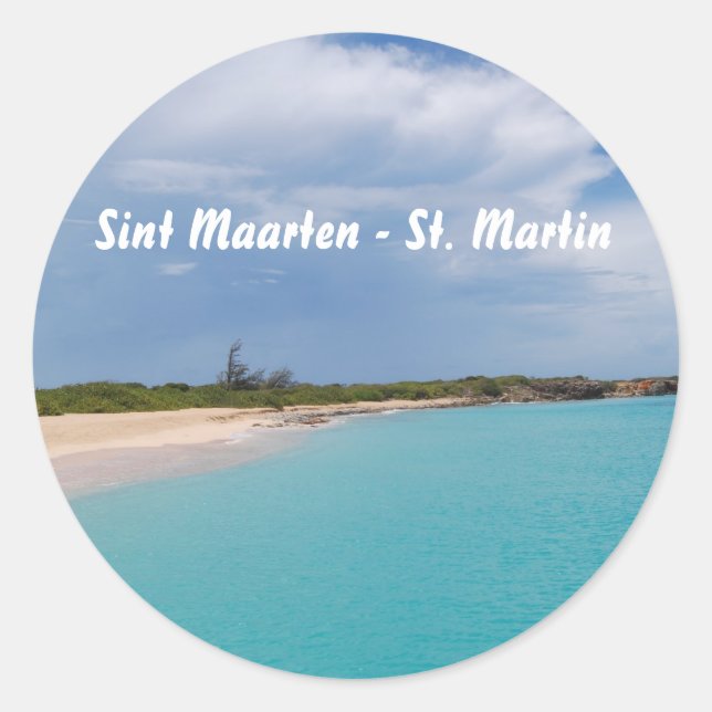 Sint Maarten - St. Martin Beach Scene Classic Round Sticker (Front)