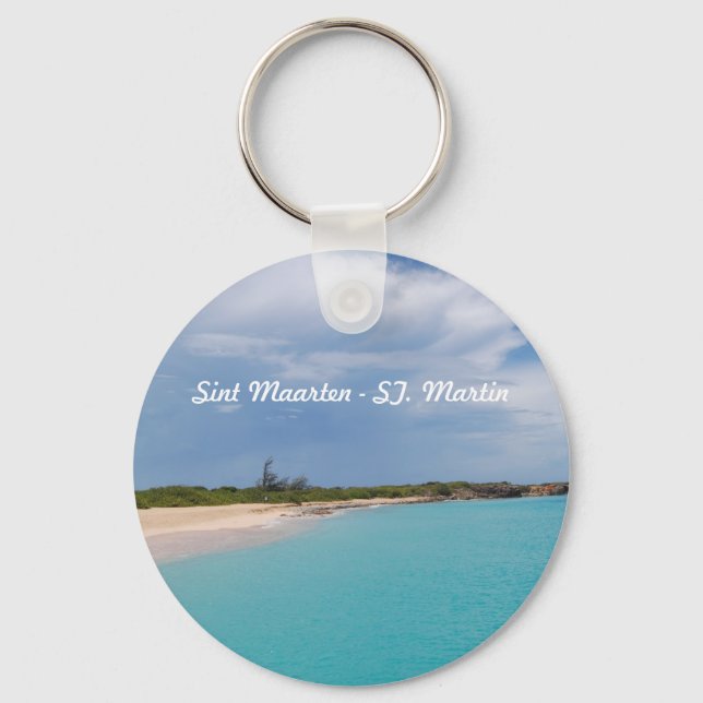 Sint Maarten - St. Martin Beach Scene Key Ring (Front)