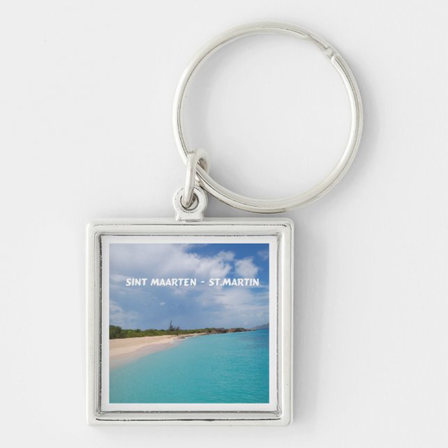 Sint Maarten - St. Martin Beach Scene Key Ring (Front)