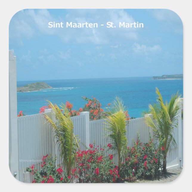 Sint Maarten - St. Martin Ocean Blue Seascape Square Sticker (Front)