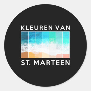 Sint Marteen Dutch Islands Beach Colours T Shirt Classic Round Sticker