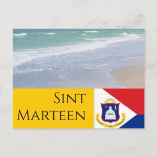 Sint Marteen St Martin flag and beaches Postcard