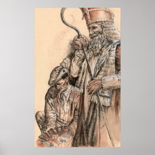 Sinterklaas and Zwarte Piet by Portia St Luke Poster