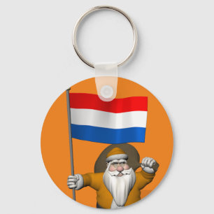 Sinterklaas With Ensign Of The Netherlands Key Ring