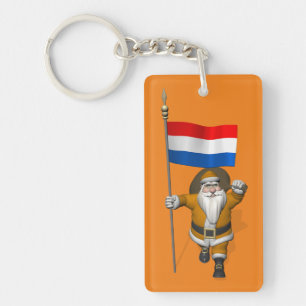 Sinterklaas With Ensign Of The Netherlands Key Ring