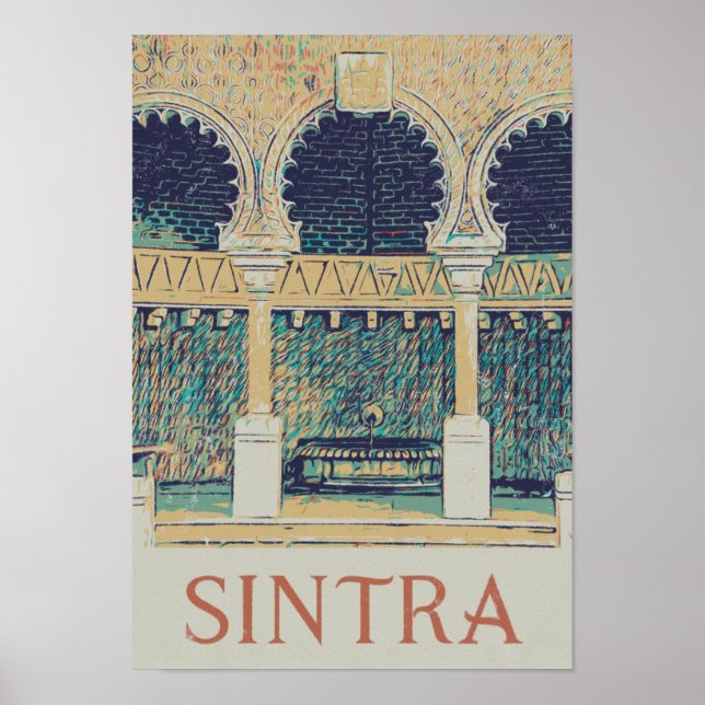 Sintra Moorish Architecture illustration Portugal Poster (Front)