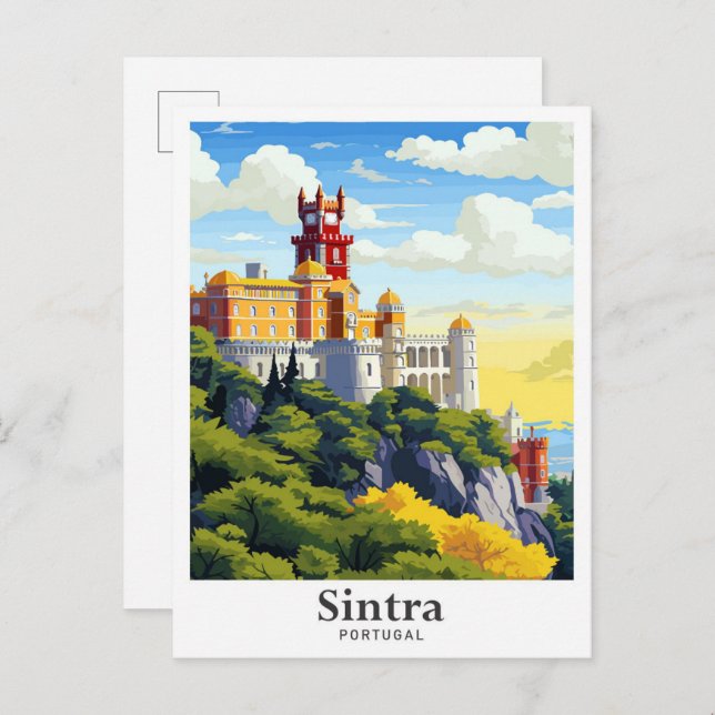 Sintra Portugal Art Vintage Travel Illustration Postcard (Front/Back)