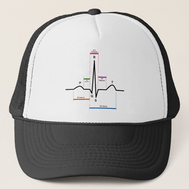 Sinus Rhythm in an Electrocardiogram ECG Diagram Trucker Hat (Front)