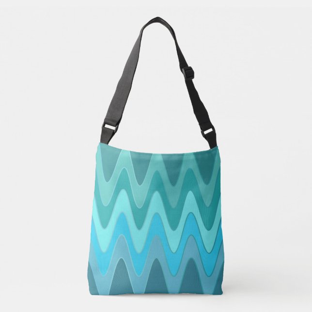 Sinus Waves pattern - ocean blue mix + your ideas Crossbody Bag (Front)