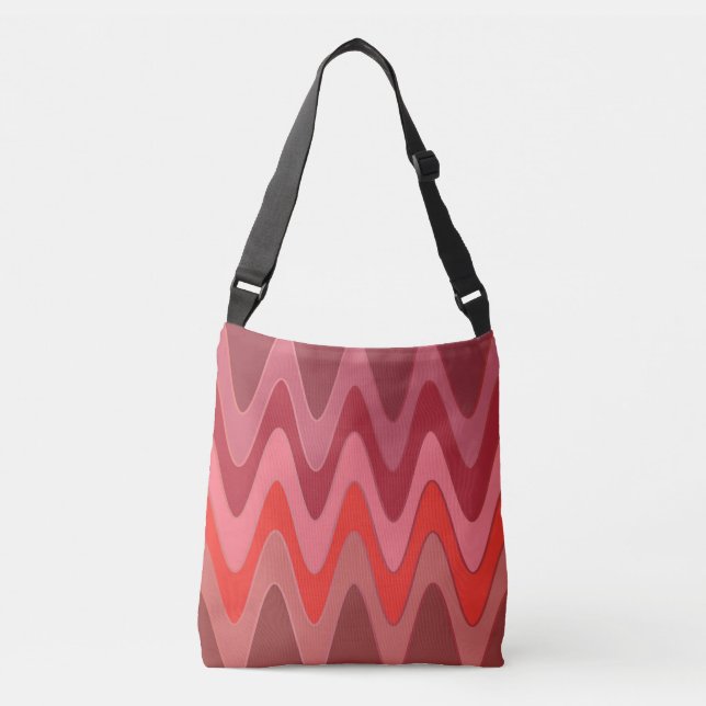 Sinus Waves pattern - red mix + your ideas Crossbody Bag (Front)