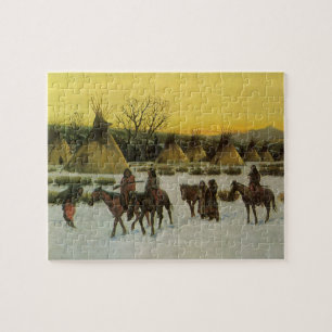 Sioux Camp at Wounded Knee by John Hauser Jigsaw Puzzle