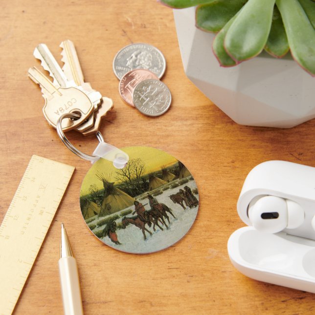 Sioux Camp at Wounded Knee by John Hauser Key Ring (Desk)