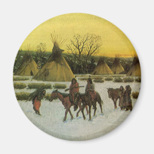 Sioux Camp at Wounded Knee by John Hauser Magnet