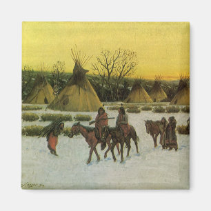 Sioux Camp at Wounded Knee by John Hauser Magnet