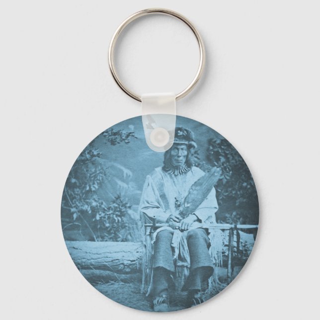 Sioux Chief Medicine Bear Vintage Stereoview Key Ring (Front)
