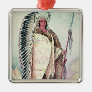 Sioux chief, 'The Black Rock' Metal Ornament
