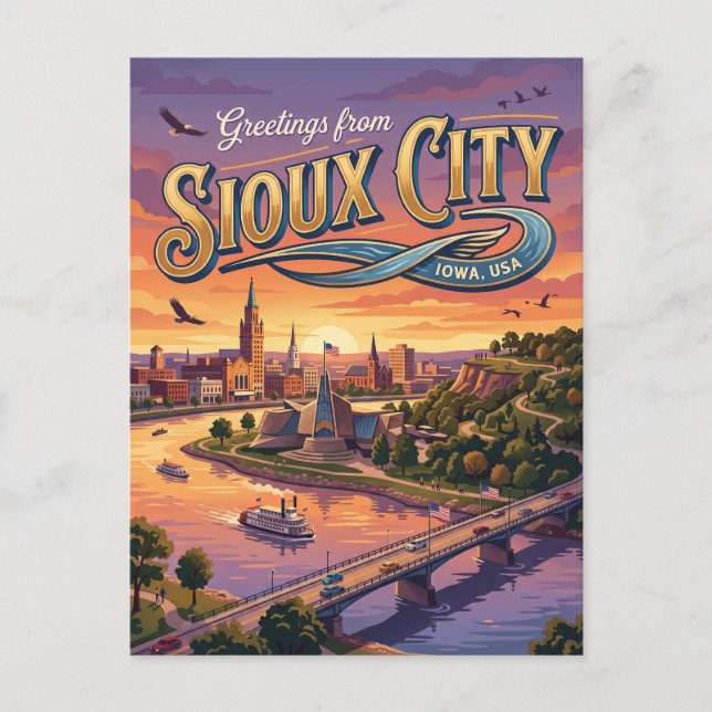 Sioux City Riverfront USA Postcard (Front)