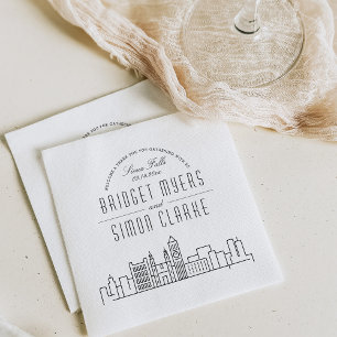 Sioux Falls Deco Skyline   Wedding Event Napkin