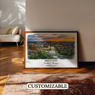 Sioux Falls South Dakota Poster, Watercolor Poster