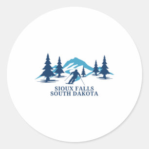 Sioux Falls South Dakota Ski Resort Skiing Skier  Classic Round Sticker