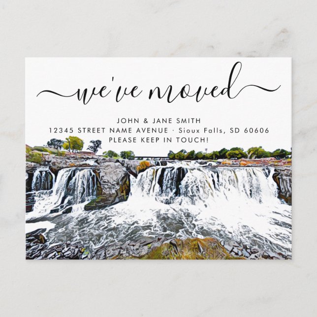 Sioux Falls Waterfall Moving Announcement Postcard (Front)