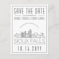 Sioux Falls Wedding Stylised Skyline Save the Date