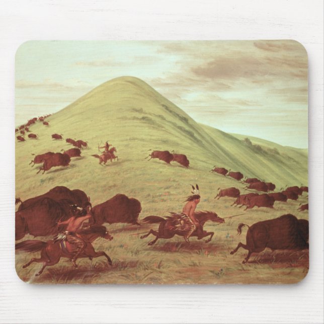 Sioux Indians hunting buffalo, 1835 (oil on canvas Mouse Pad (Front)