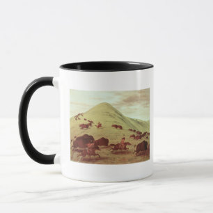 Sioux Indians hunting buffalo, 1835 (oil on canvas Mug